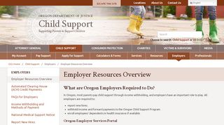 
                            2. Employer Resources Overview - Oregon Department of Justice : Child ... - Oregon Employer Services Portal
