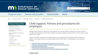 Employers and child support / Minnesota Department of ... - Mn Child Support Employer Portal