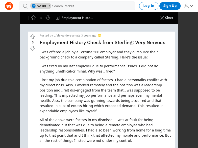 
                            9. Employment History Check from Sterling: Very Nervous - reddit