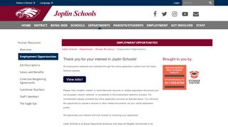 
                            4. Employment Opportunities - Joplin Schools - Joplin Schools Employee Portal