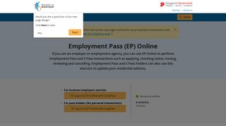 
                            1. Employment Pass (EP) Online - Ministry of Manpower - Epol Login