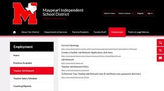 
                            9. Employment / Teacher Job Network - Maypearl ISD - Teacher Job Network Admin Portal