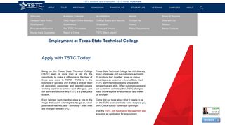 Employment - Texas State Technical College - Tstc West Texas Employee Portal