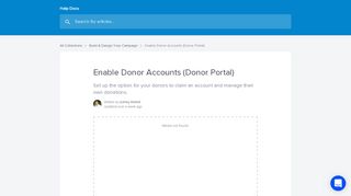 
Enable Donor Accounts (Donor Portal) | Help Docs
