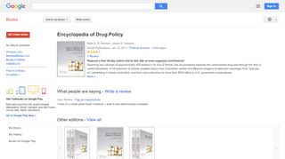 
Encyclopedia of Drug Policy
