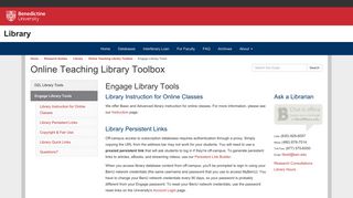 Engage Library Tools - Research Guides - Benedictine ... - Benedictine University Engage Portal