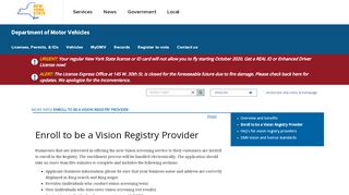 
                            3. Enroll to be a Vision Registry Provider - New York DMV - Dmv Provider Portal