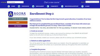 Enrollment Step 2 - Agora Cyber Charter SchoolAgora Cyber Charter ... - K12 Parent Portal Agora