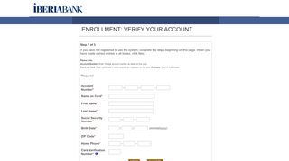 
                            6. Enrollment: Verify Your Account - IBERIABANK CardManager - Iberia Bank Credit Card Portal