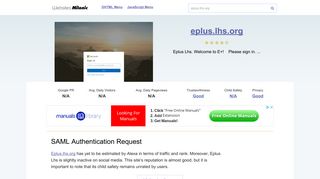 Eplus.lhs.org website. SAML Authentication Request.