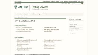 
                            8. EPT - English Placement Test - Testing Services - Cal Poly ... - Ept Elm Sign Up