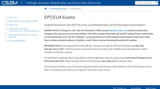 
                            3. EPT/ELM Exams | College Access, Readiness, and Success ... - Ept Elm Sign Up