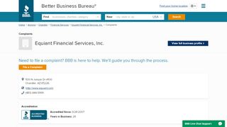 
                            5. Equiant Financial Services, Inc. | Complaints | Better Business ... - Https My Equiant Com Login