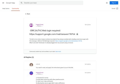 -ERR [AUTH] Web login required: https://support.google.com/mail ...