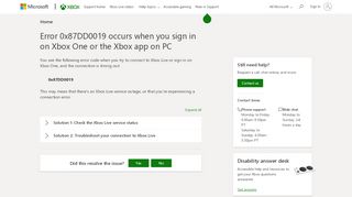 
Error 0x87DD0019 | Sign In to Xbox Live on Xbox One
