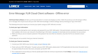 
                            3. Error Message: FLIR Cloud Client software - Lorex Support ... - Flir Cloud Login Failed