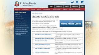 
                            3. eSchoolPlus Home Access Center (HAC) | St. Johns County School ... - St John's Parent Portal