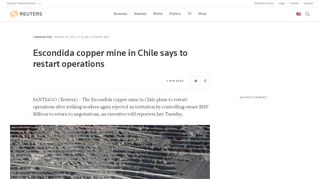 
                            3. Escondida copper mine in Chile says to restart operations ... - Copperheadmining Com Login