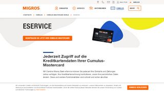 
                            2. eService der Cumulus-Mastercard | Migros - Cembra Credit Card Portal