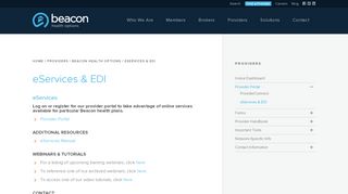 
                            8. eServices & EDI | Beacon Health Options - Beacon Health Services Provider Portal