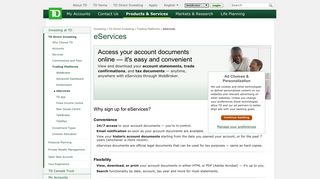 eServices | TD Direct Investing - TD Bank - Td Waterhouse Eservices Portal