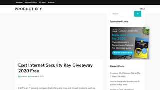 
                            8. Eset Internet Security Key Giveaway 2020 Free - Product Key - Nod32 Login Keys