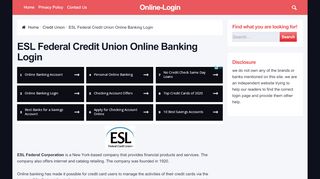 
                            4. ESL Federal Credit Union Online Banking Login - Online-Login - Www Esl Org Portal
