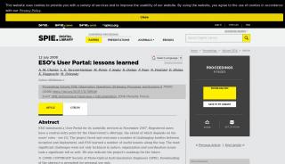 
                            5. ESO's User Portal: lessons learned - SPIE Digital Library - Eso User Portal