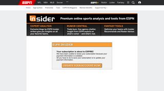 
                            2. ESPN INSIDER: account management - ESPN - Espn Insider Portal And Password 2016