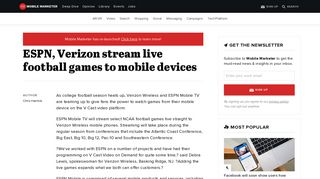ESPN, Verizon stream live football games to mobile devices ... - Watch Espn Verizon Portal