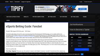 
                            7. eSports Betting Guide: Fanobet - Tipify - Fanobet Sign Up