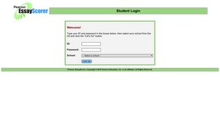Essay Scorer - Pearson EssayScorer - Student Login - Essay Scorer Student Portal