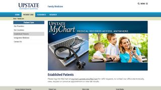 
                            4. Established Patients | Family Medicine | SUNY Upstate ... - Upstate Mychart Portal