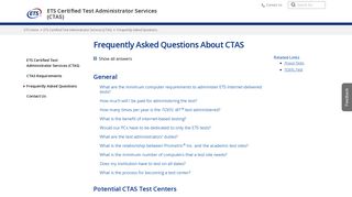 
ETS Certified Test Administrator Services (CTAS): Frequently ...  
