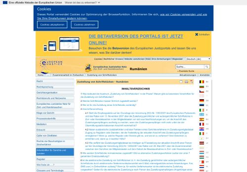 
                            4. Europäisches Justizportal - Zusammenarbeit in Zivilsachen - Portal Onrc Ro