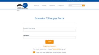 
                            2. Evaluator / Shopper Portal - Alta360 Research, Inc. - Alta 360 Client Portal