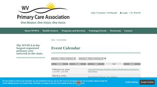 
Event Calendar - WV Primary Care Association  
