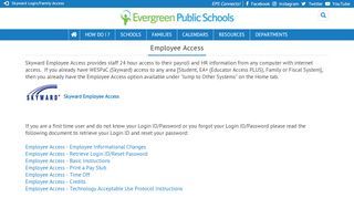 
                            4. Evergreen Public Schools > Employees > Employee Access - Skyward Evergreen School District Portal