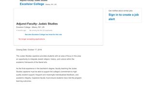 
                            9. Excelsior College hiring Adjunct Faculty- Judaic Studies in ... - Excelsior College Canvas Portal