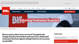 
                            2. Existing Customer Enquiry |Contact Us - Biffa - Biffa Customer Portal