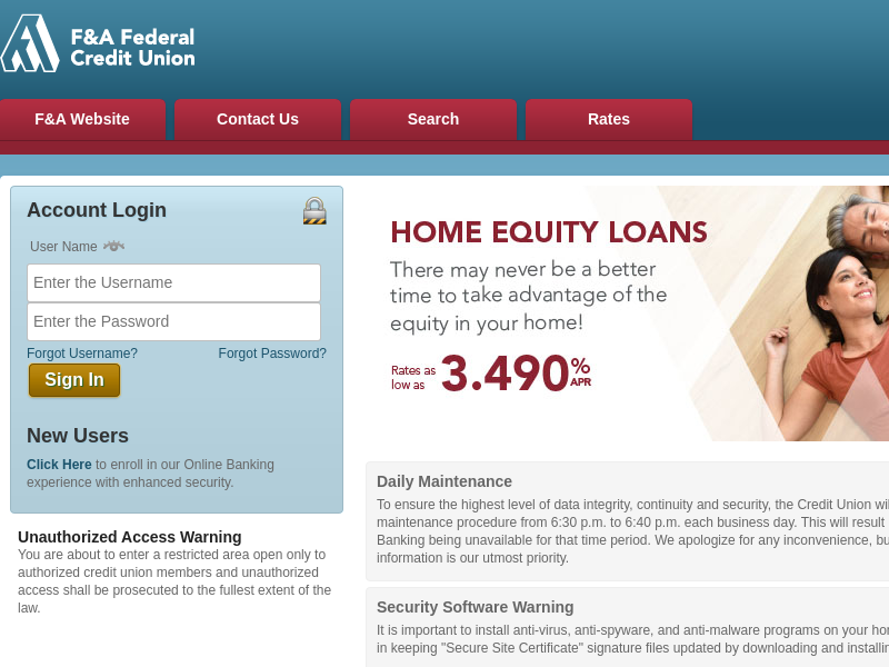 
                            4. F&A Federal Credit Union | Online Banking