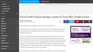 
                            6. FAA Credit Union changes name to True Sky Credit Union - Truesky Credit Union Portal