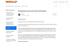 
Facebook Accounts and Connection – Miniclip Player ...  
