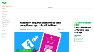 
                            8. Facebook acquires anonymous teen compliment app tbh, will ... - Tbh Portal Snapchat