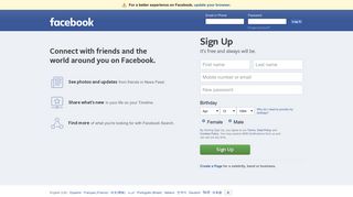 
                            8. Facebook - Log In or Sign Up - Facebook Login Francais Inscription