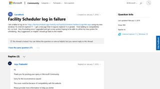 
Facility Scheduler log in failure - Microsoft Community
