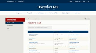 
                            7. Faculty & Staff - Directories | Lewis-Clark State - Clark State Angel Portal