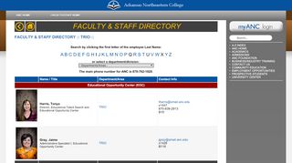 
                            8. Faculty & Staff Directory :: TRiO - Arkansas Northeastern College - Anc Edu Portal