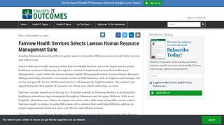 
Fairview Health Services Selects Lawson Human Resource ...
