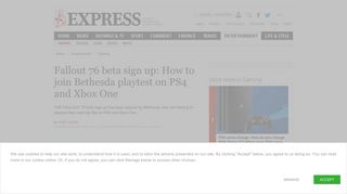 
                            8. Fallout 76 beta sign up: How to join Bethesda playtest on PS4 ... - Fallout Beta Sign Up